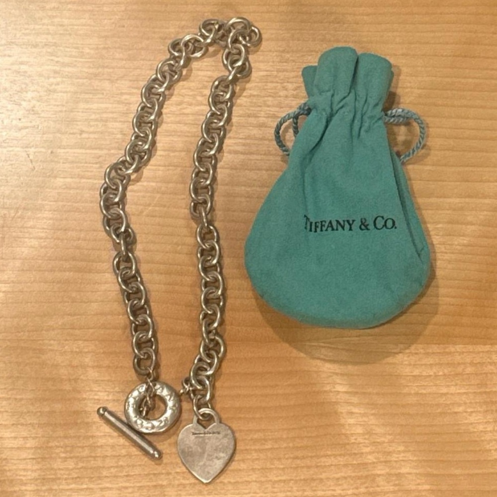 Tiffany & Co. Sterling Silver Heart Tag Toggle Chain Link Necklace